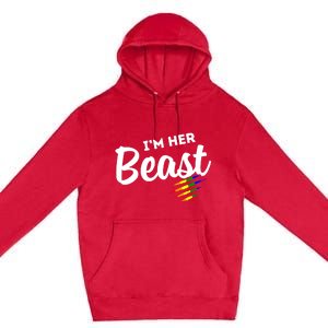 Lgbt Pride Rainbow Couples For Lesbians I'm Her Beast Beauty Gift Premium Pullover Hoodie