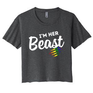 Lgbt Pride Rainbow Couples For Lesbians I'm Her Beast Beauty Gift Women's Crop Top Tee