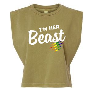 Lgbt Pride Rainbow Couples For Lesbians I'm Her Beast Beauty Gift Garment-Dyed Women's Muscle Tee