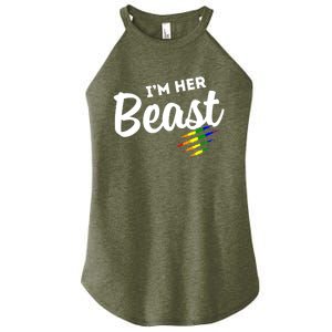 Lgbt Pride Rainbow Couples For Lesbians I'm Her Beast Beauty Gift Women's Perfect Tri Rocker Tank