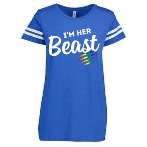 Lgbt Pride Rainbow Couples For Lesbians I'm Her Beast Beauty Gift Enza Ladies Jersey Football T-Shirt