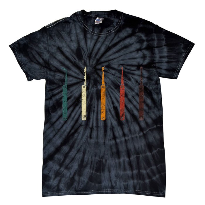 Lock Picker Retro Locksmith Lock Picking Locksmithing Tie-Dye T-Shirt