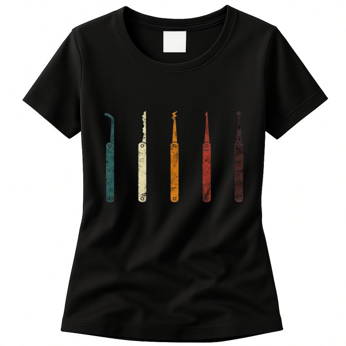Lock Picker Retro Locksmith Lock Picking Locksmithing Womens T-Shirt