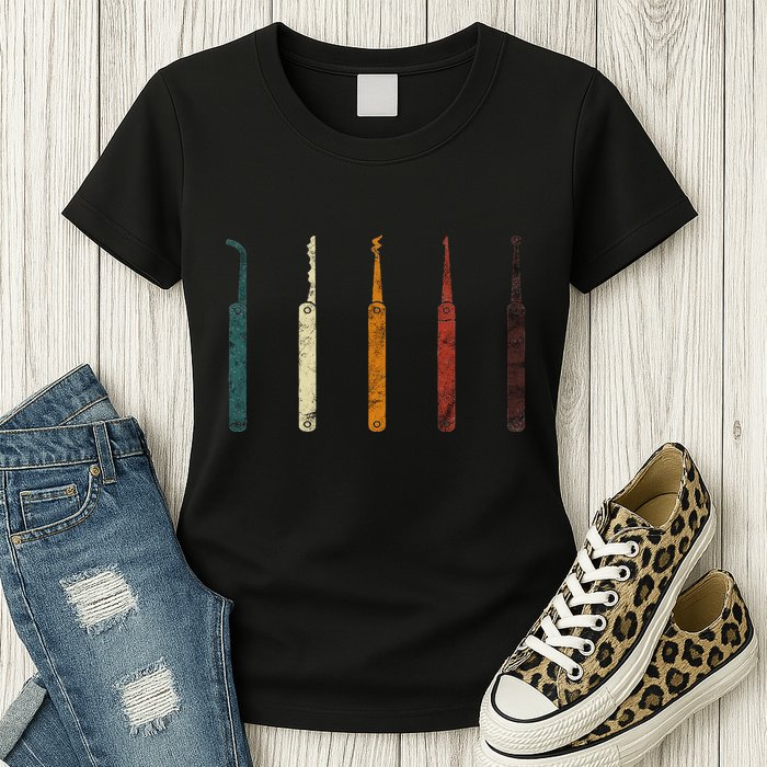 Lock Picker Retro Locksmith Lock Picking Locksmithing Womens T-Shirt