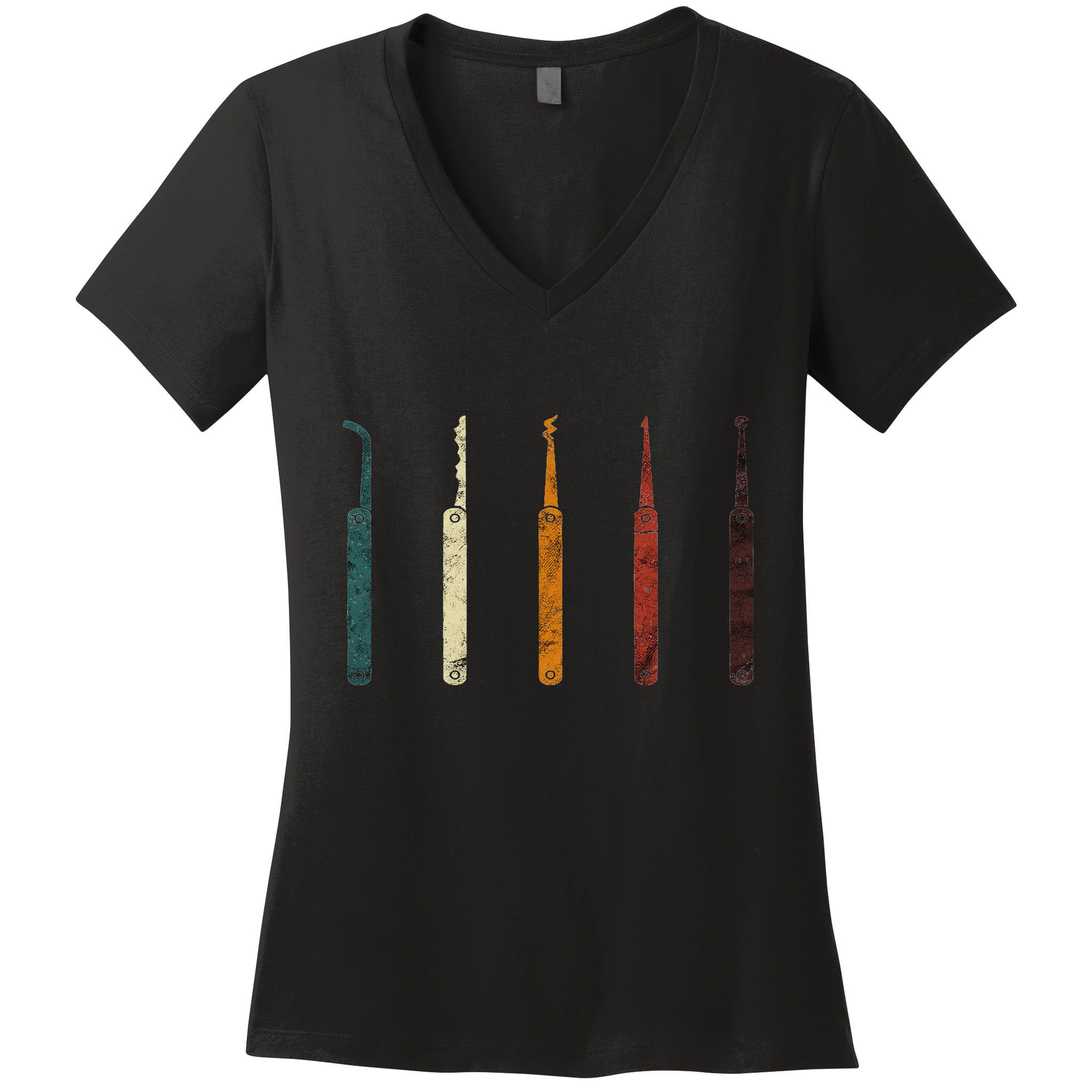 Lock Picker Retro Locksmith Lock Picking Locksmithing Women's V-Neck T-Shirt