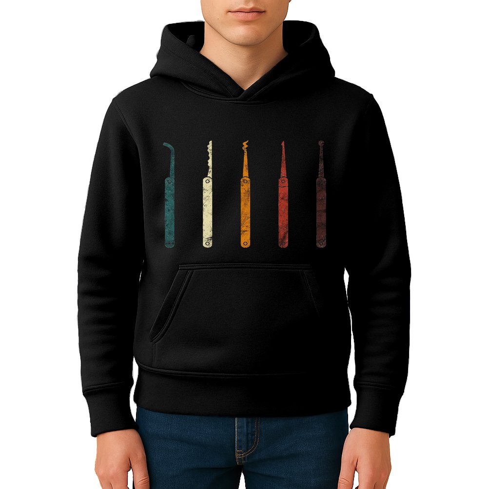Lock Picker Retro Locksmith Lock Picking Locksmithing Kids Hoodie