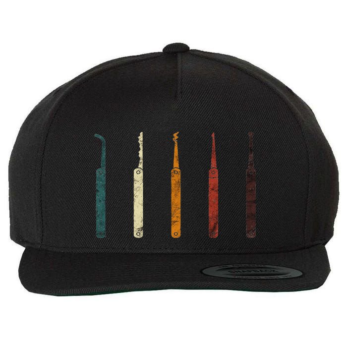 Lock Picker Retro Locksmith Lock Picking Locksmithing Wool Snapback Cap