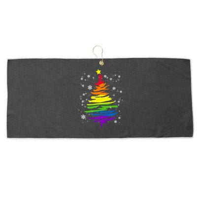 Lgbtgiftq Pride Rainbow Flag Gay Christmas Tree Xgiftmas Gift Large Microfiber Waffle Golf Towel