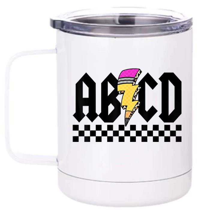 Lightning Pencil Rockn Roll ABCD Back To School Teacher 12 oz Stainless Steel Tumbler Cup