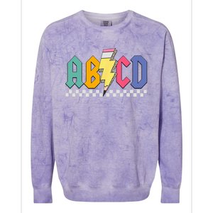 Lightning Pencil Rockn Roll ABCD Back To School Teacher Colorblast Crewneck Sweatshirt