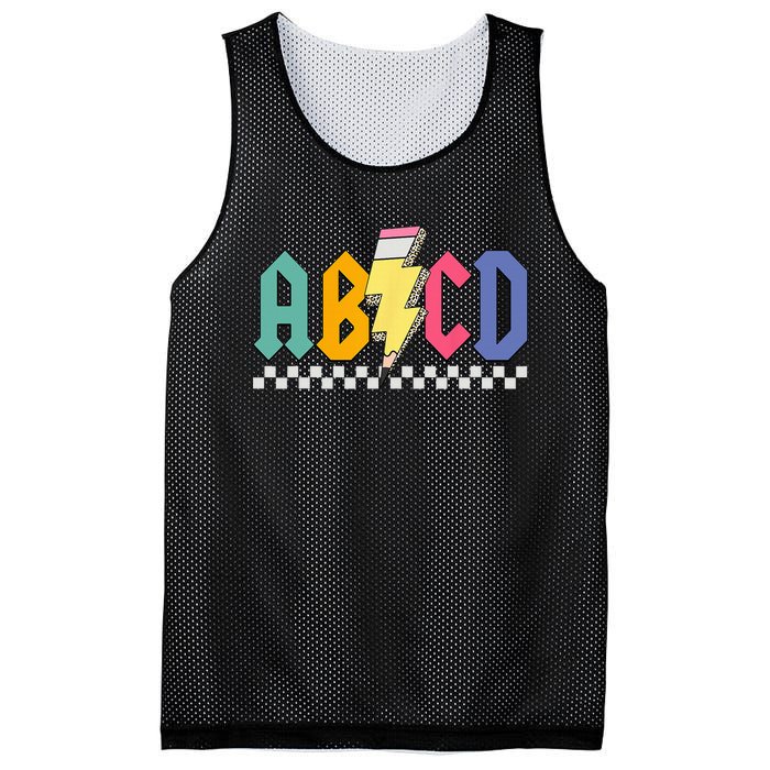 Lightning Pencil Rockn Roll ABCD Back To School Teacher Mesh Reversible Basketball Jersey Tank