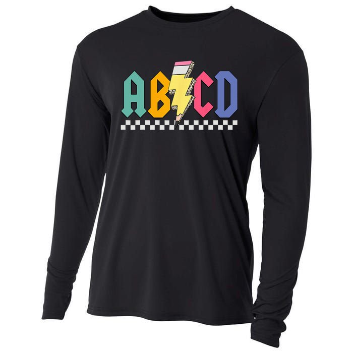 Lightning Pencil Rockn Roll ABCD Back To School Teacher Cooling Performance Long Sleeve Crew