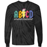 Lightning Pencil Rockn Roll ABCD Back To School Teacher Tie-Dye Long Sleeve Shirt