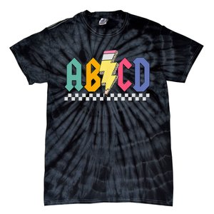 Lightning Pencil Rockn Roll ABCD Back To School Teacher Tie-Dye T-Shirt