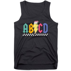 Lightning Pencil Rockn Roll ABCD Back To School Teacher Tank Top