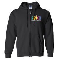 Lightning Pencil Rockn Roll ABCD Back To School Teacher Full Zip Hoodie