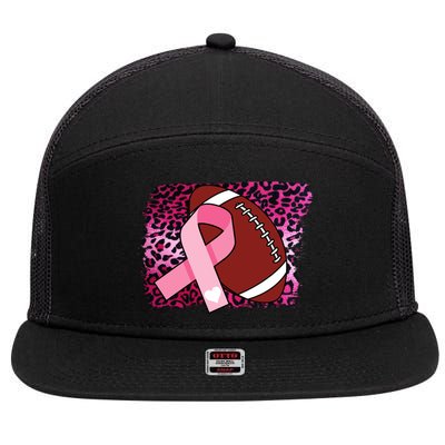 Leopard Pink Ribbon Breast Cancer Football 7 Panel Mesh Trucker Snapback Hat