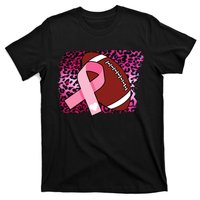 Leopard Pink Ribbon Breast Cancer Football T-Shirt