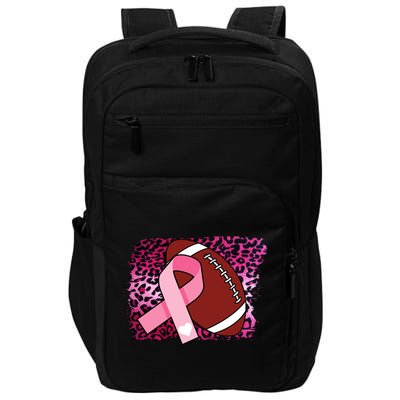 Leopard Pink Ribbon Breast Cancer Football Impact Tech Backpack