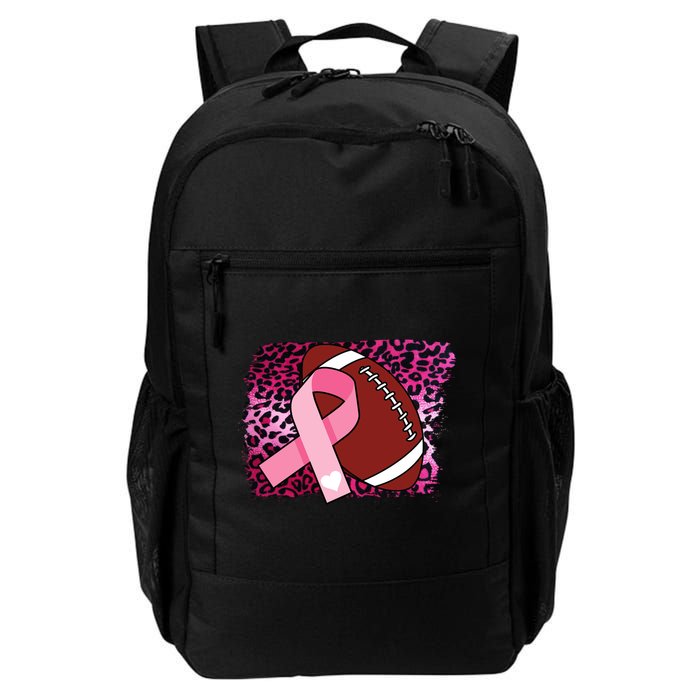 Leopard Pink Ribbon Breast Cancer Football Daily Commute Backpack