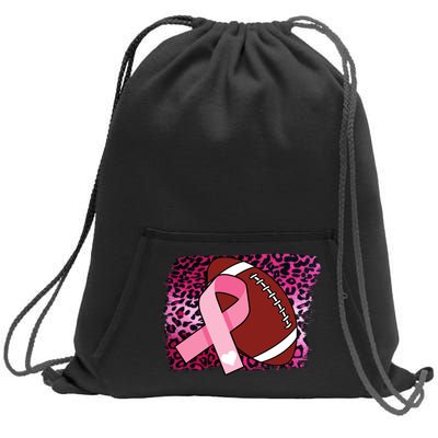 Leopard Pink Ribbon Breast Cancer Football Sweatshirt Cinch Pack Bag