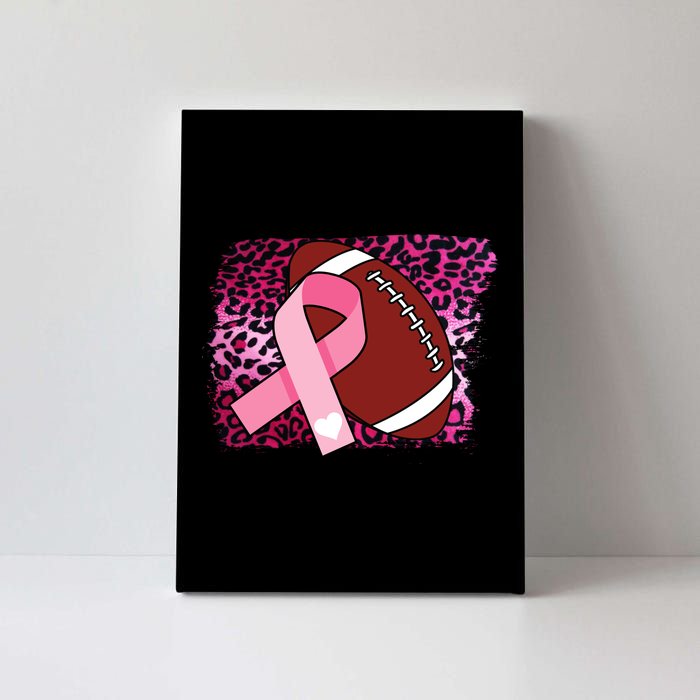 Leopard Pink Ribbon Breast Cancer Football Canvas