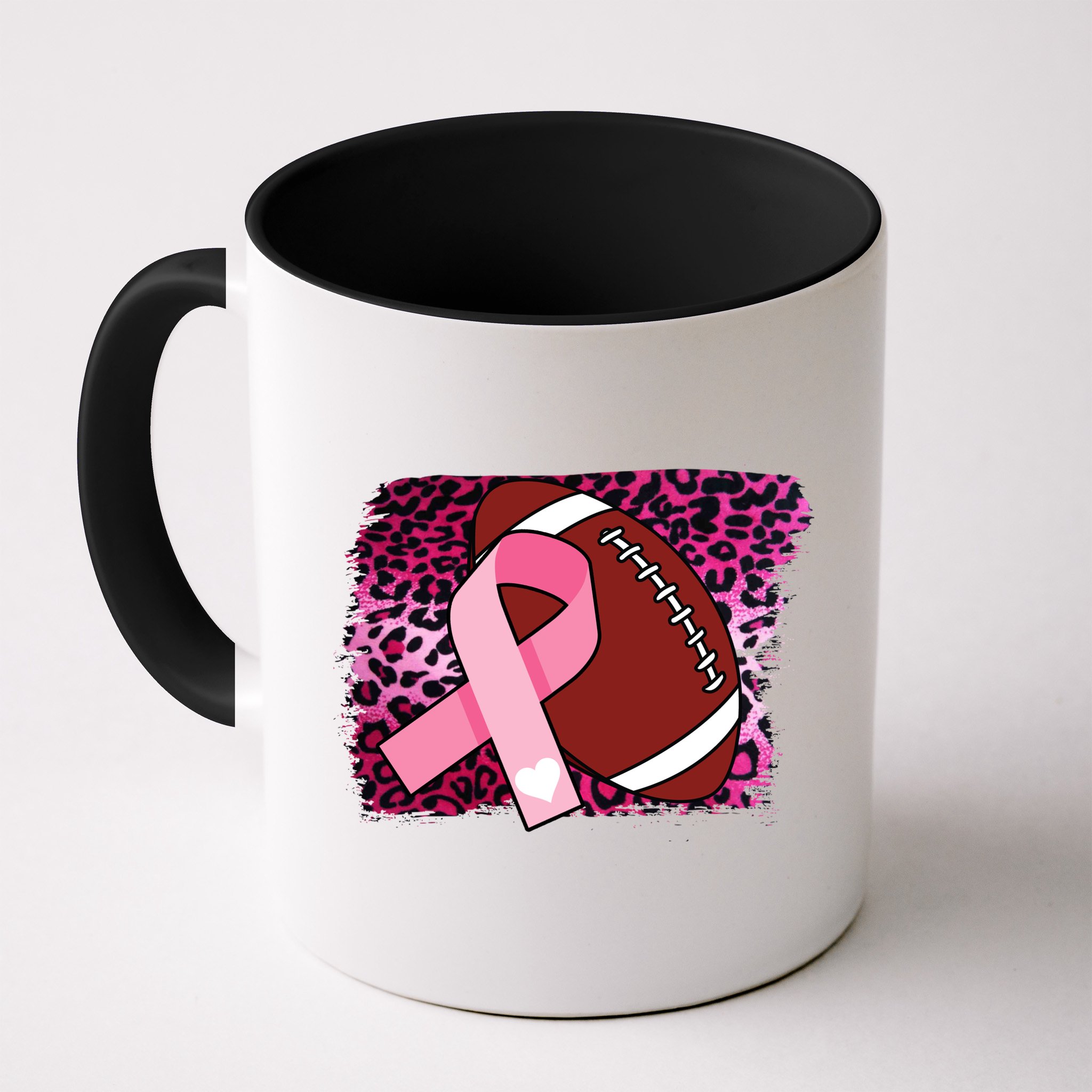 Leopard Pink Ribbon Breast Cancer Football Mug