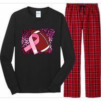 Leopard Pink Ribbon Breast Cancer Football Long Sleeve Pajama Set