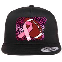 Leopard Pink Ribbon Breast Cancer Football Flat Bill Trucker Hat