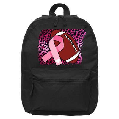 Leopard Pink Ribbon Breast Cancer Football 16 in Basic Backpack