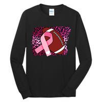 Leopard Pink Ribbon Breast Cancer Football Tall Long Sleeve T-Shirt