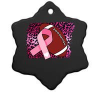 Leopard Pink Ribbon Breast Cancer Football Ceramic Star Ornament