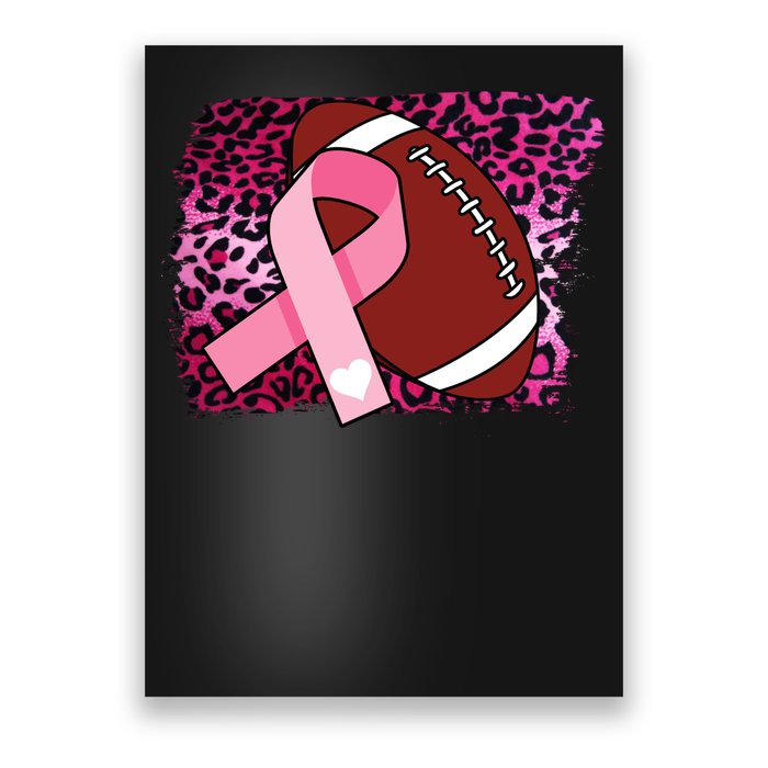 Leopard Pink Ribbon Breast Cancer Football Poster