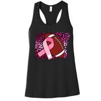 Leopard Pink Ribbon Breast Cancer Football Women's Racerback Tank