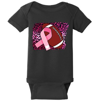 Leopard Pink Ribbon Breast Cancer Football Baby Bodysuit