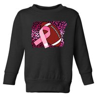 Leopard Pink Ribbon Breast Cancer Football Toddler Sweatshirt