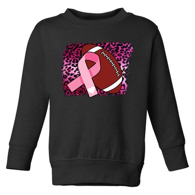 Leopard Pink Ribbon Breast Cancer Football Toddler Sweatshirt