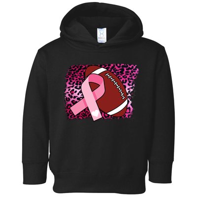 Leopard Pink Ribbon Breast Cancer Football Toddler Hoodie