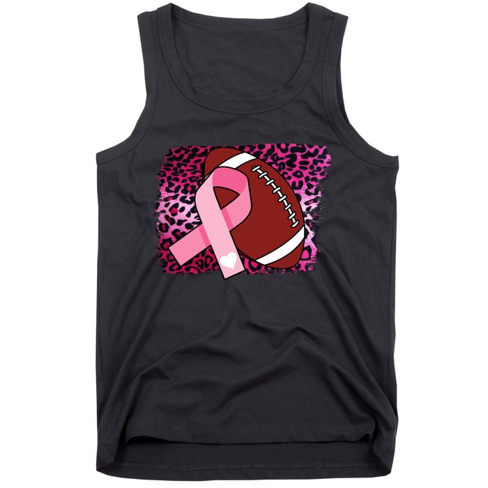 Leopard Pink Ribbon Breast Cancer Football Tank Top