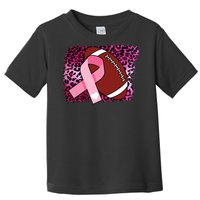 Leopard Pink Ribbon Breast Cancer Football Toddler T-Shirt