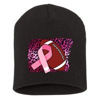 Leopard Pink Ribbon Breast Cancer Football Short Acrylic Beanie