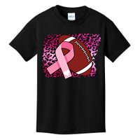 Leopard Pink Ribbon Breast Cancer Football Kids T-Shirt