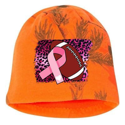 Leopard Pink Ribbon Breast Cancer Football Kati - Camo Knit Beanie