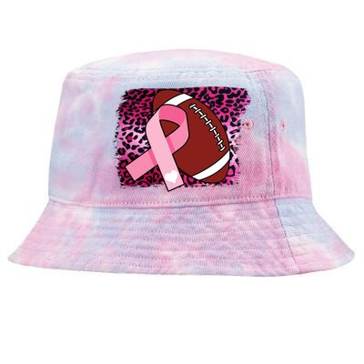 Leopard Pink Ribbon Breast Cancer Football Tie-Dyed Bucket Hat