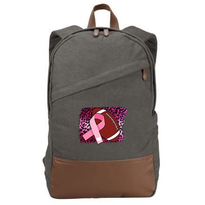 Leopard Pink Ribbon Breast Cancer Football Cotton Canvas Backpack