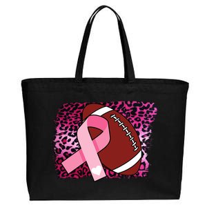 Leopard Pink Ribbon Breast Cancer Football Cotton Canvas Jumbo Tote