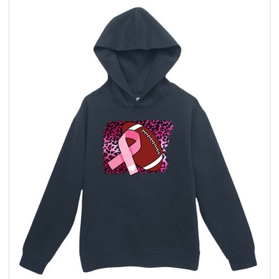 Leopard Pink Ribbon Breast Cancer Football Urban Pullover Hoodie