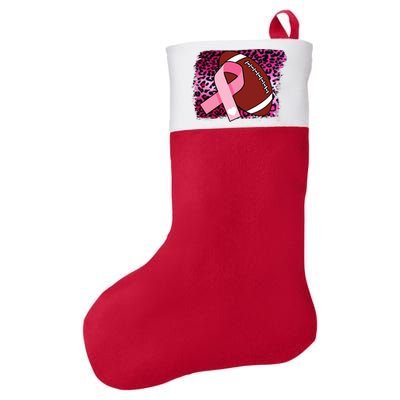 Leopard Pink Ribbon Breast Cancer Football Felt Holiday Christmas Stocking