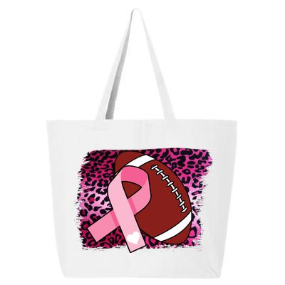 Leopard Pink Ribbon Breast Cancer Football 25L Jumbo Tote