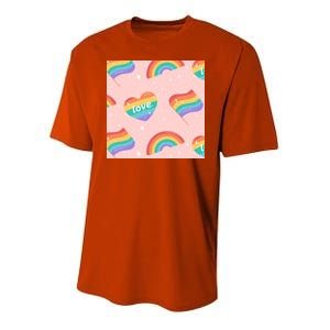 Love Pride Rainbow Flag Youth Performance Sprint T-Shirt